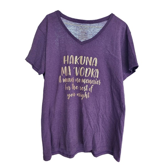 Gildan Hakuna Ma Vodka Purple Shirt with Gold Letters - XL - Picture 1 of 3